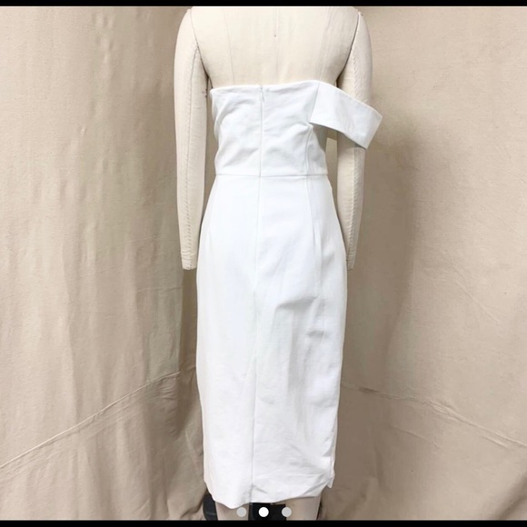 Stunning Lavish Alice Bardot Peplum Midi Dress in White - Picture 5 of 5